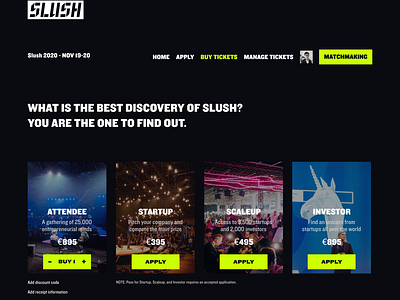 Redesign Slush Ticket Platform