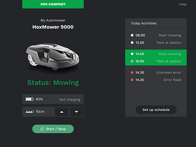 Touch-screen panel to control robot lawnmowers