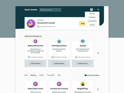 E-learning Dashboard dashboard ui elearning lessons web app