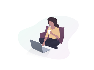 Remote Work employee flat flat design flatdesign flatillustration freelance freelance design freelance illustrator girl girl character home illustration remote remote work vector vector art vector illustration work