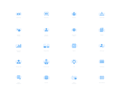 Icons Set for Features Page (Light) branding clean design clean ui features features page flatdesign iconography icons design icons pack icons set ui vector