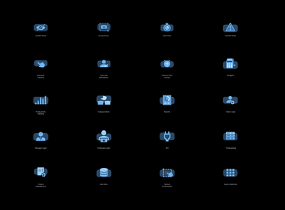 Icon Set for Features Page (Dark) app branding clean ui features features page flat design icon icon design icon set icons ui ux vector web