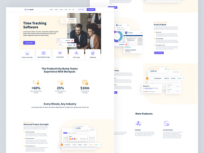 Time Tracking Page - Workpuls branding clean design clean ui flat design interface design page design page layout product page software time tracking ui user interface ux web design website workpuls