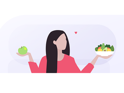 Healthy Lifestyle Illustration avocado care flat flat design flatdesign flatillustration food girl girl character health healthy food illustration salad ui vector illustration vectorart