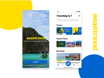 onantravel - cheapest tour & travel package only here! ios mobile tourapp travelapp ui ui design
