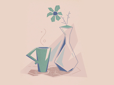 Coffee and Flowers coffee color flower illustration illustrator vase