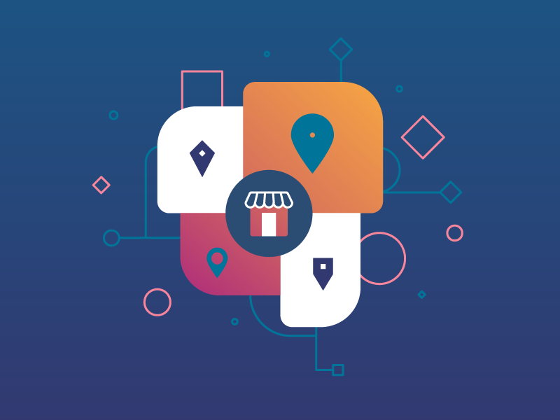 Localities stroke local pin merchant vector gradient design illustration