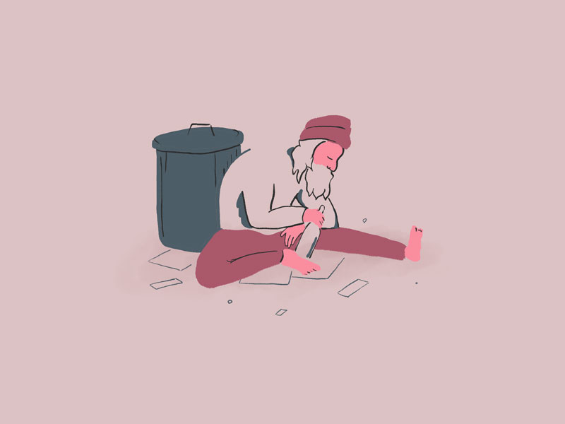 Homeless Father design flat character homeless color drawing painting photoshop illustration
