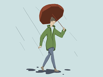 Dodging Puddles character color commute design drawing flat illustration painting photoshop woman
