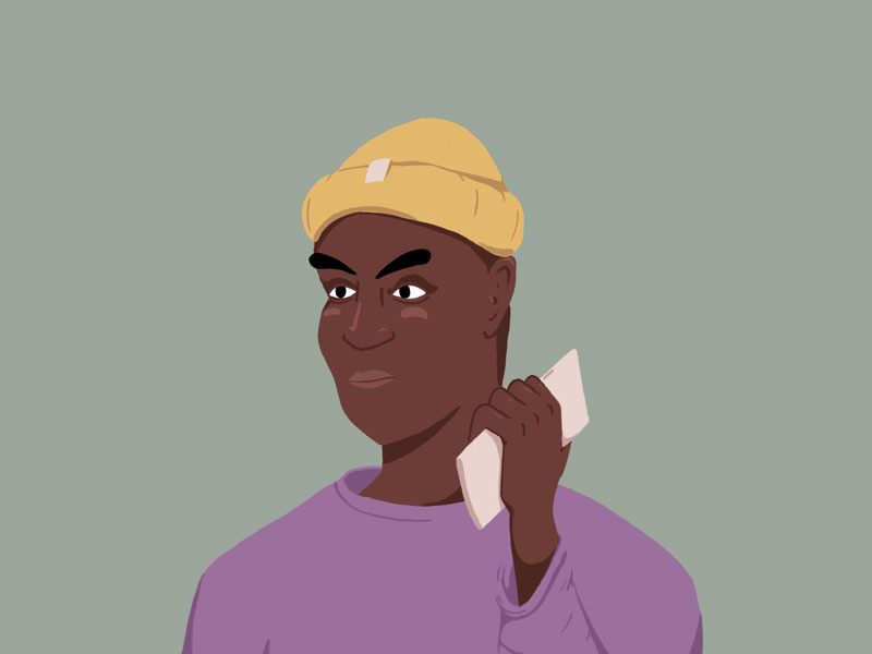 No Bull phone beanie hat design flat character color drawing painting photoshop illustration