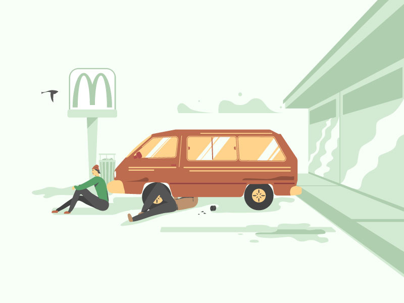 Van Repair photoshop illustrator toyota palette design color illustration character vehicle repair van