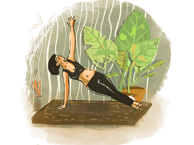 Indoor Yoga digital drawing editorial illustration meditation mindfulness namaste self love yoga