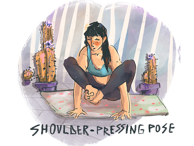 Shoulder pressing pose character design concept drawing illustration meditation mindfulness namaste pose yoga