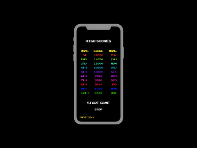 Daily Ui 019 - leaderboard app arcade arcade game buttons color colorscheme daily 100 challenge dailyui design oldschool pixel rainbow ux