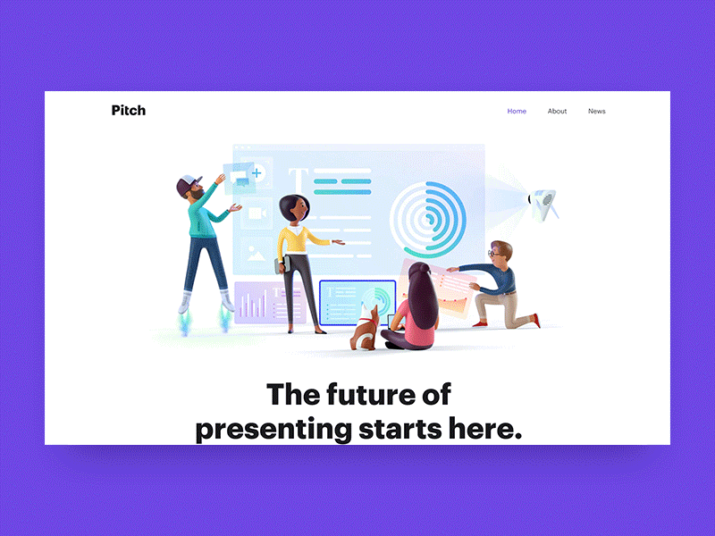 Pitch.com 2018 3d design illustration ui
