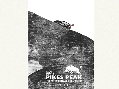 Pikes Peak international hill climb cars hill climb illustration poster print red bull