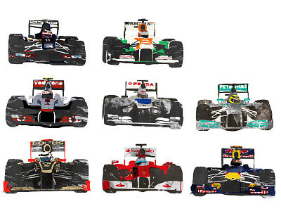 Rough draft of formula one print cars collage colour design digital f1 formula 1 illustration print racing