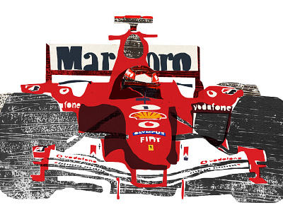 Schumacher collage design digital illustration