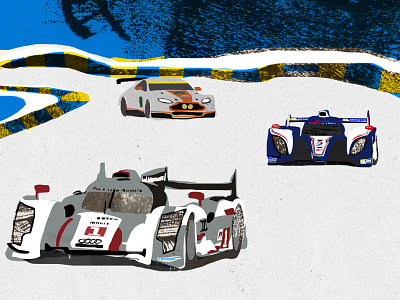 Le Mans 24 close up cars collage design digital illustration texture