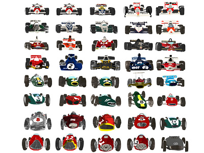 Formula 1 1980s cars collage design digital illustration race