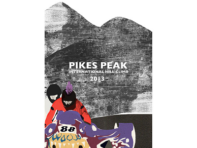 Pikes Peak side car poster collage design digital illustration poster