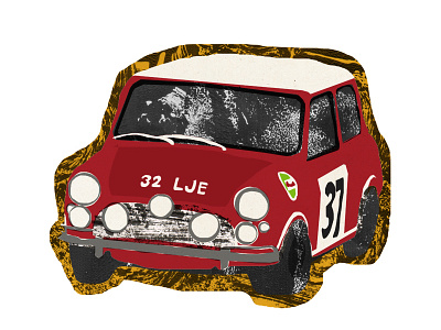 Classic Mini rally car classic rally collage design digital illustration mini