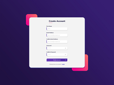 Create Account Concept