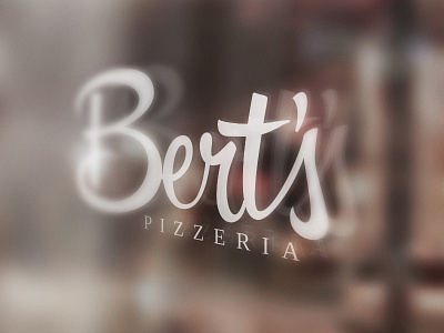 Berts Version 2 berts branding glass hipster logotype pizza pizzeria script signage
