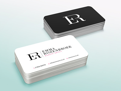 ER Monogram artist branding business card clean e makeup monogram pink r simple