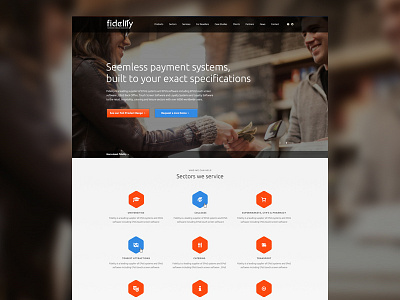 Payment System Website blue cashier clean hexagon icons orange payment simple till website