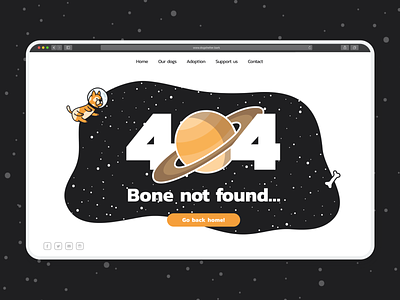 404: Bone not found... 404 404 error 404 page bone dog illustration minimalist space web webdesign