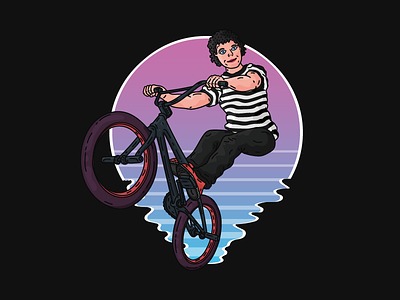 BMX bike t-shirt desing bike bmx character dark illustration man miami vector young