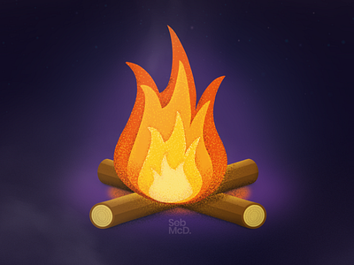 Campfire with Grain Pattern Brushes - Procreate