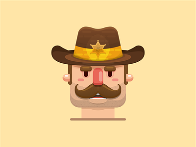 Sheriff illustration. adobe cardiff character design cowboy flat design illustrator moustache sheriff south wales vector wales