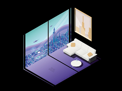 Neon City Isometric Illustration. adobe illustrator apartment art building cardiff city city illustration design flat illustration illustrator isometric neon sebmcd south wales vector wales