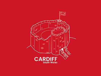 Cardiff, South Wales - dribbble Weekly Warm-up 01 cardiff dribbble dribbbleweeklywarmup illustrator isometric red south wales wales