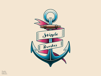 Anchor Illustration with Stipple Shading Brushes anchor cardiff illustrator logo sea sebmcd ship south wales stipple vector wales