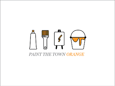 Paint the Town Orange art icons illustration orange paint paint brush pictogram town