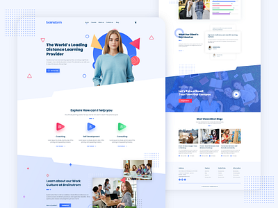 Brainstorm Distance Learning website template agency distance learning figma gradient graphic design illustration online course online courses ux web template website xd
