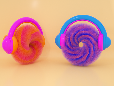 3D Furry Torus 3d 3d designer blue cinema 4d design flat fur furry graphic design hair headphone illustration orange pink purple ring torus ui