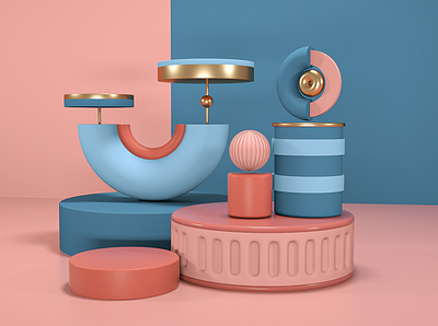 3D Abstract 3d 3d abstract 3d art 3d designer art blue branding cinema 4d design figures gold golden graphic design illustration pink sphere torus tube ui