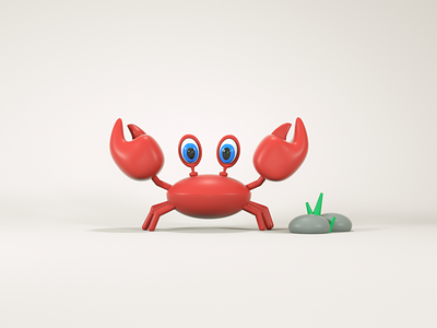 3D Crab 3d 3d designer blue cinema 4d crab design eyes fish graphic design green hand illustration logo plant red scne seaplant stone ui water