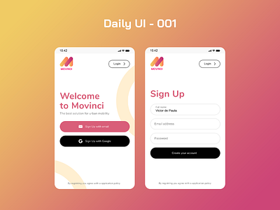 DAILY UI 001 app dailyui design ui