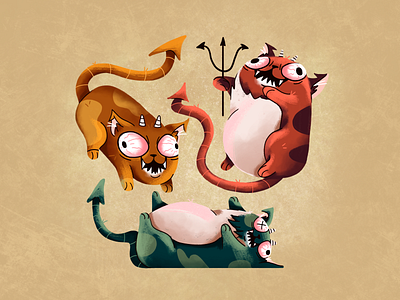 Devil cats cats design devil flat illustration texture