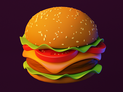 Burger 3d 3dart 3dicon blender burger cycles design eat fastfood render