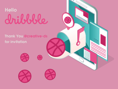 Hello dribbble! design first shot illustration invitation