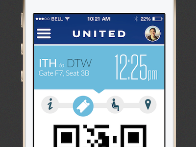 United iOS App Redesign airplane app css flat html ios7 iphone5s motion redesign tungsten ui united