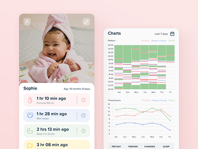 Babee - Baby Tracker App Redesign app app design design redesign concept ui