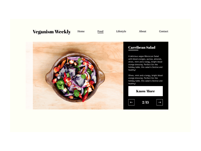 Veganism Weekly | Interaction Design clean flat interaction animation interaction design typography