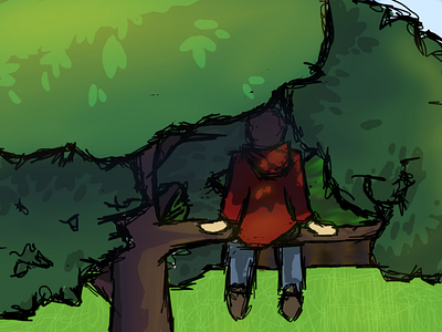 Sitting In A Treetop art color design illustration